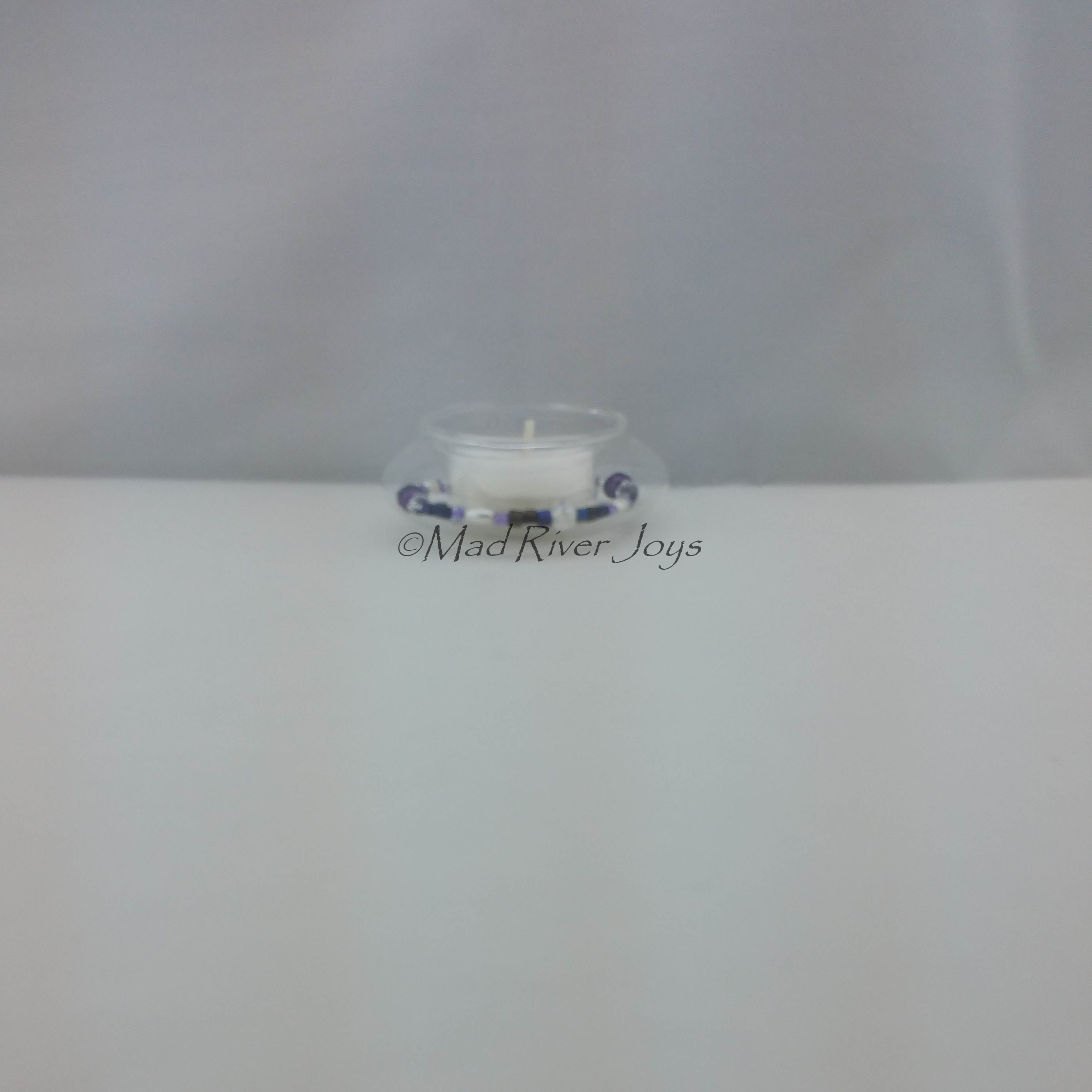 Tea Lights--Floating--Elegant Purple Beaded Tea Light Set