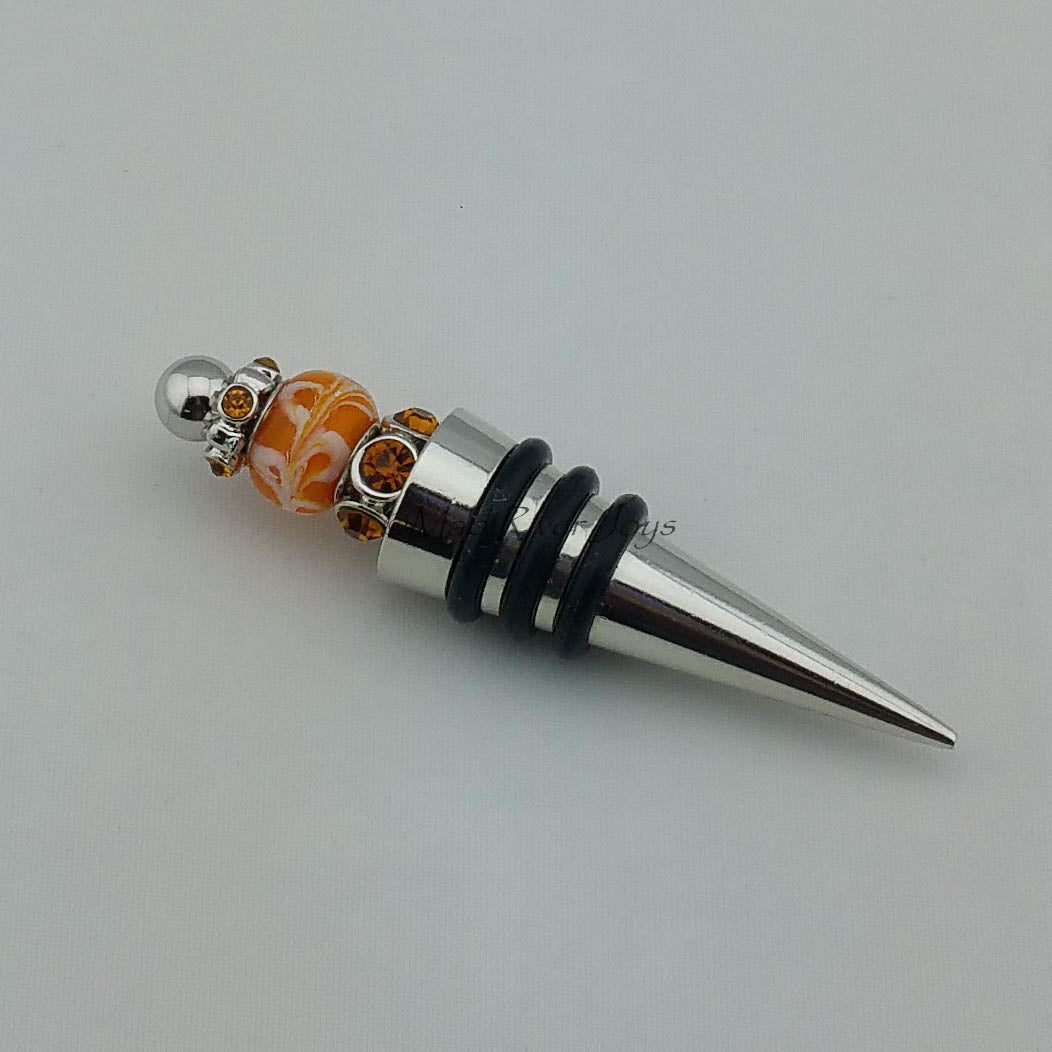 Bottle Stopper--Orange Bling