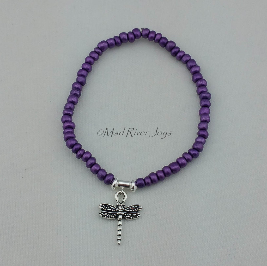 Bracelet--Stretch--Dragonfly Charm