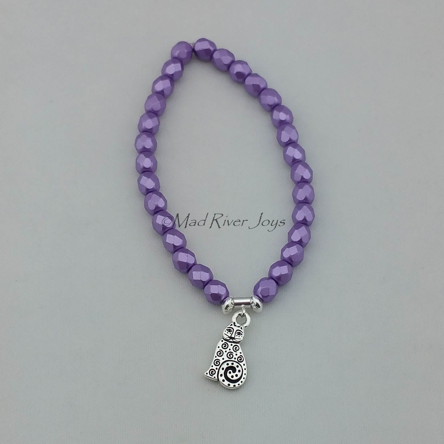 Bracelet--Stretch--Swirly Kitty