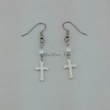 Earrings--Enamel Cross Dangles