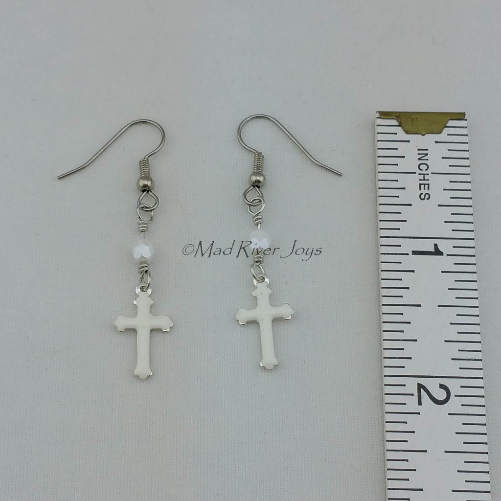 Earrings--Enamel Cross Dangles