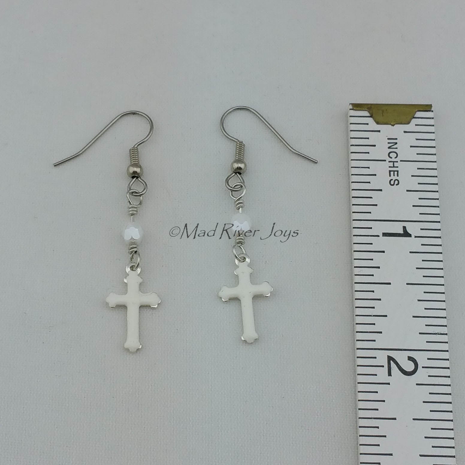 Earrings--Enamel Cross Dangles