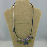 Necklace--Blue & Lavender Leaves
