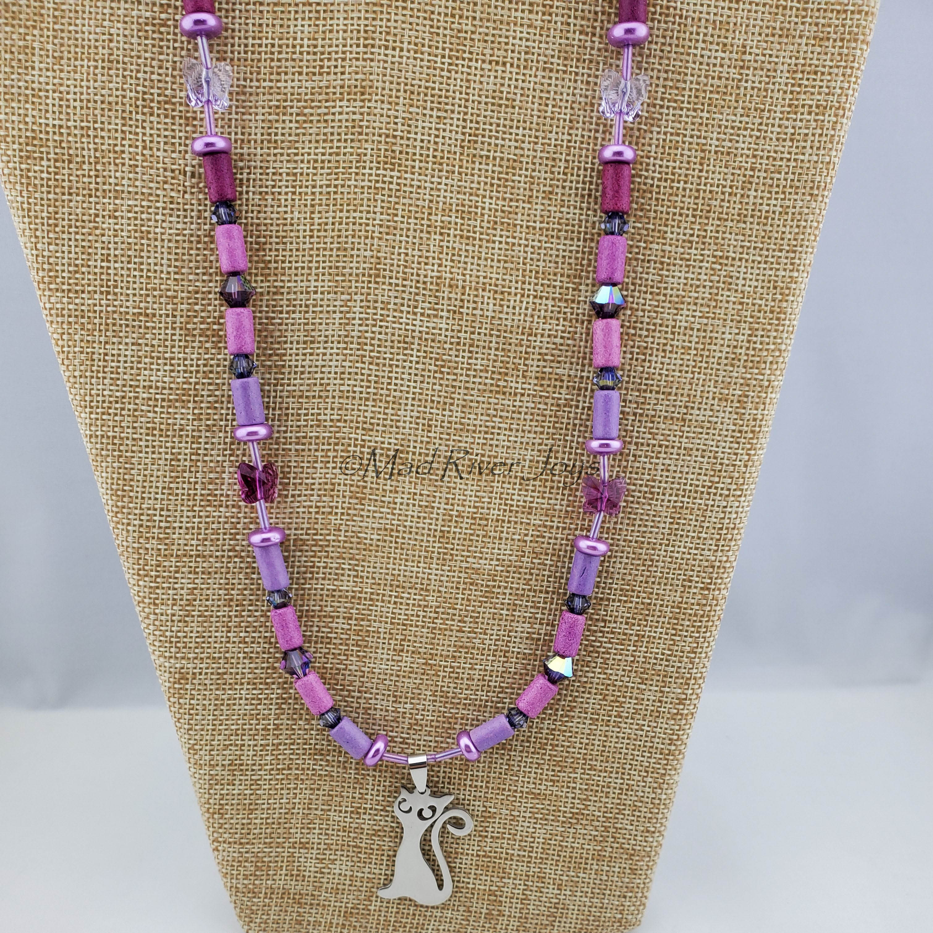 Necklace--Cat & Butterflies