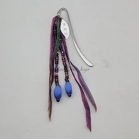 Bookmark--Hook--Purple with Hand-dyed Fairy Ribbon