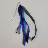 Bookmark--Hook--Blue with Hand-dyed Fairy Ribbon